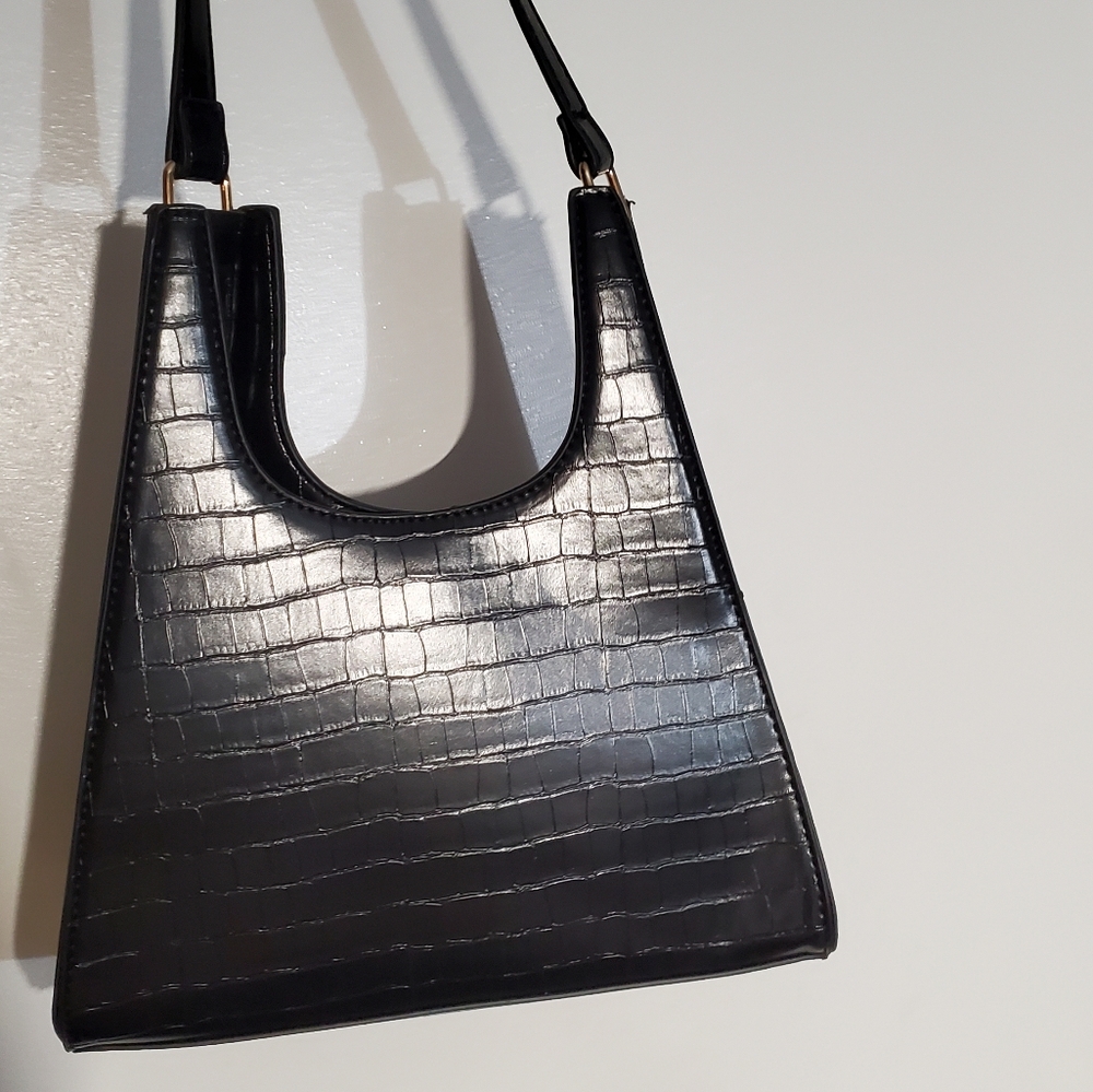 Faux croc Black shoulder bag